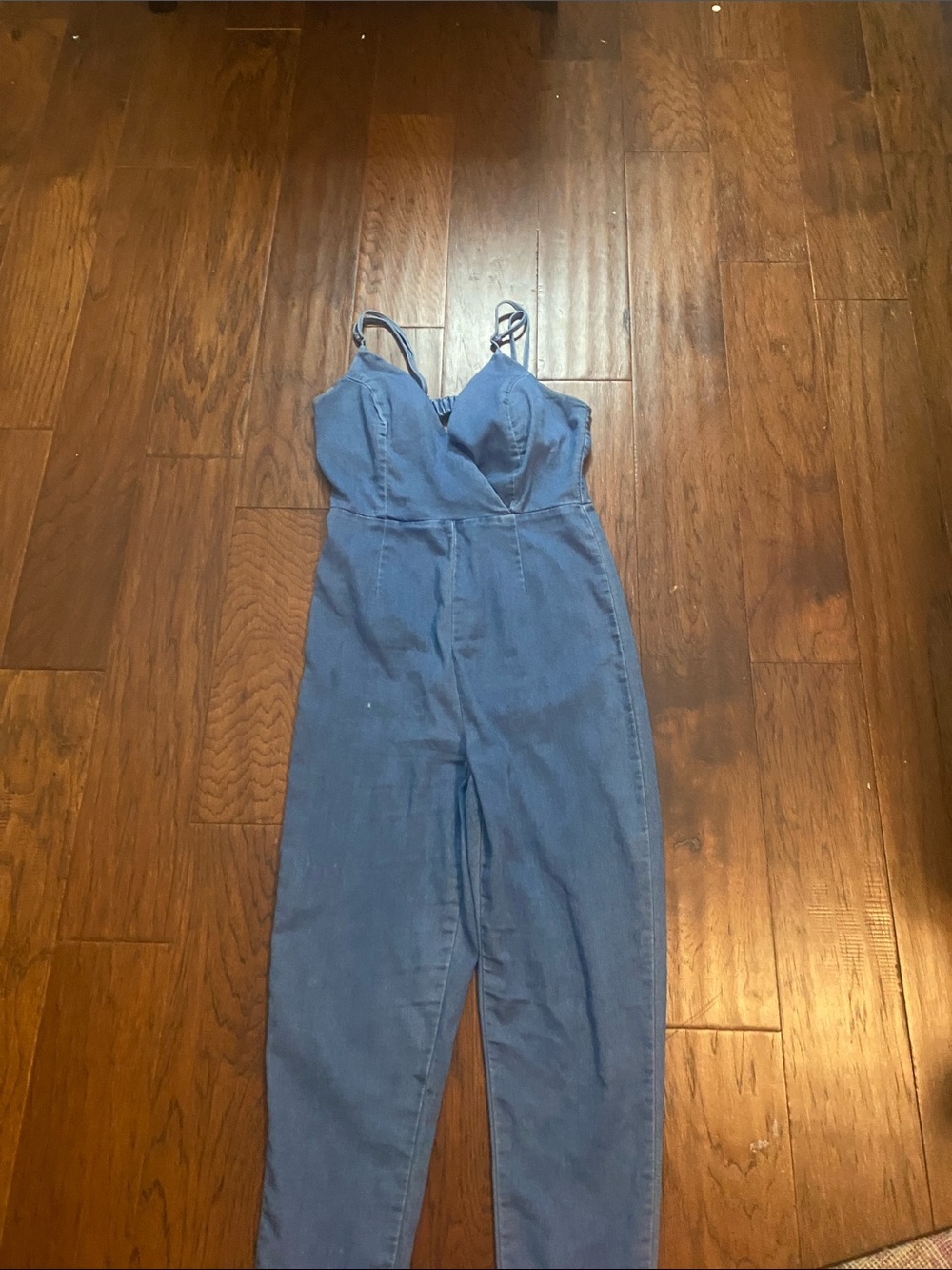 SHEIN Light Denim Blue Spaghetti Strap Jumpsuit